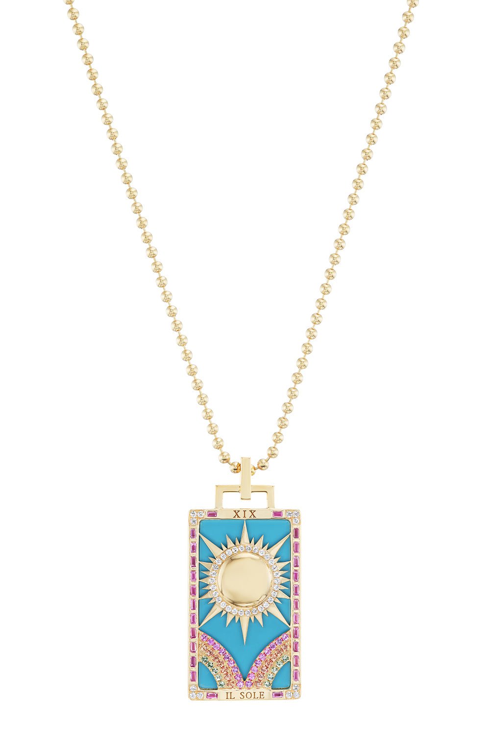 SORELLINA-Il Sole Piccola Tarot Card Necklace-YELLOW GOLD