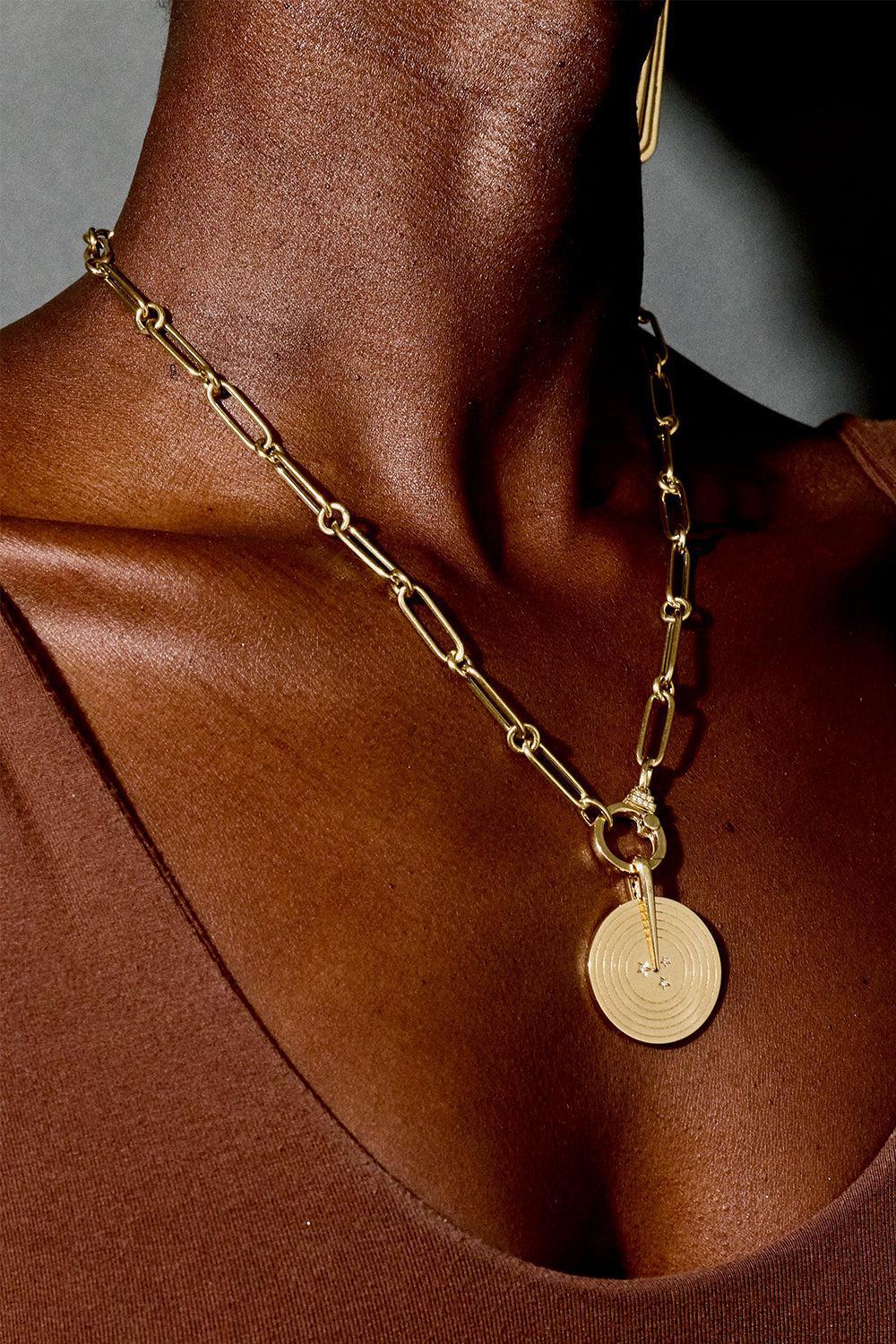 SORELLINA-Oval Round Chain Necklace-YELLOW GOLD