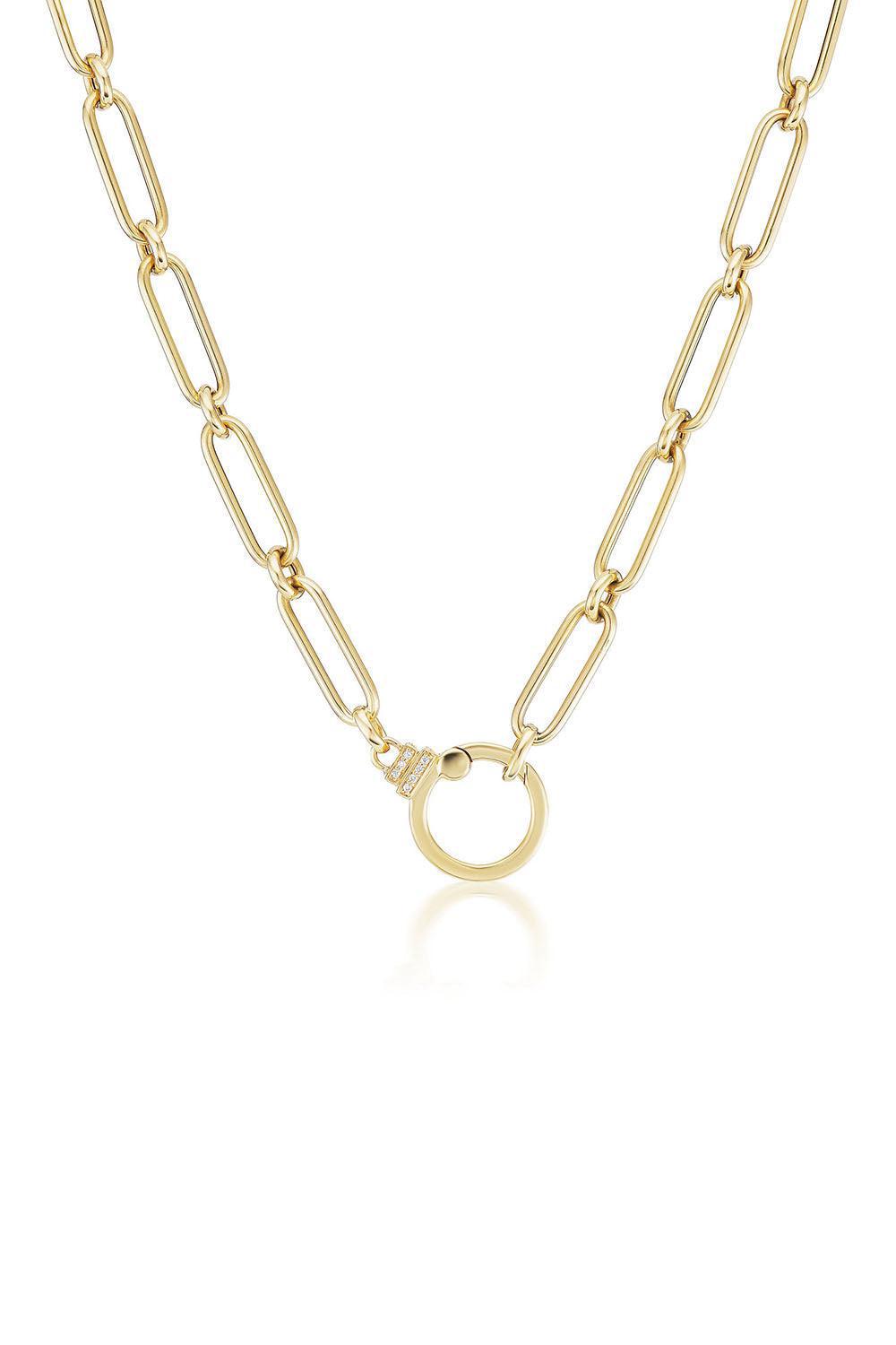 SORELLINA-Oval Round Chain Necklace-YELLOW GOLD