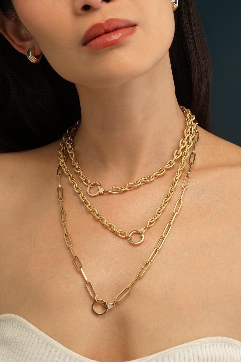 Diamond Paperclip Chain Necklace-YELLOW GOLD-20-JEWELRYFINE JEWELNECKLACE O-SORELLINA