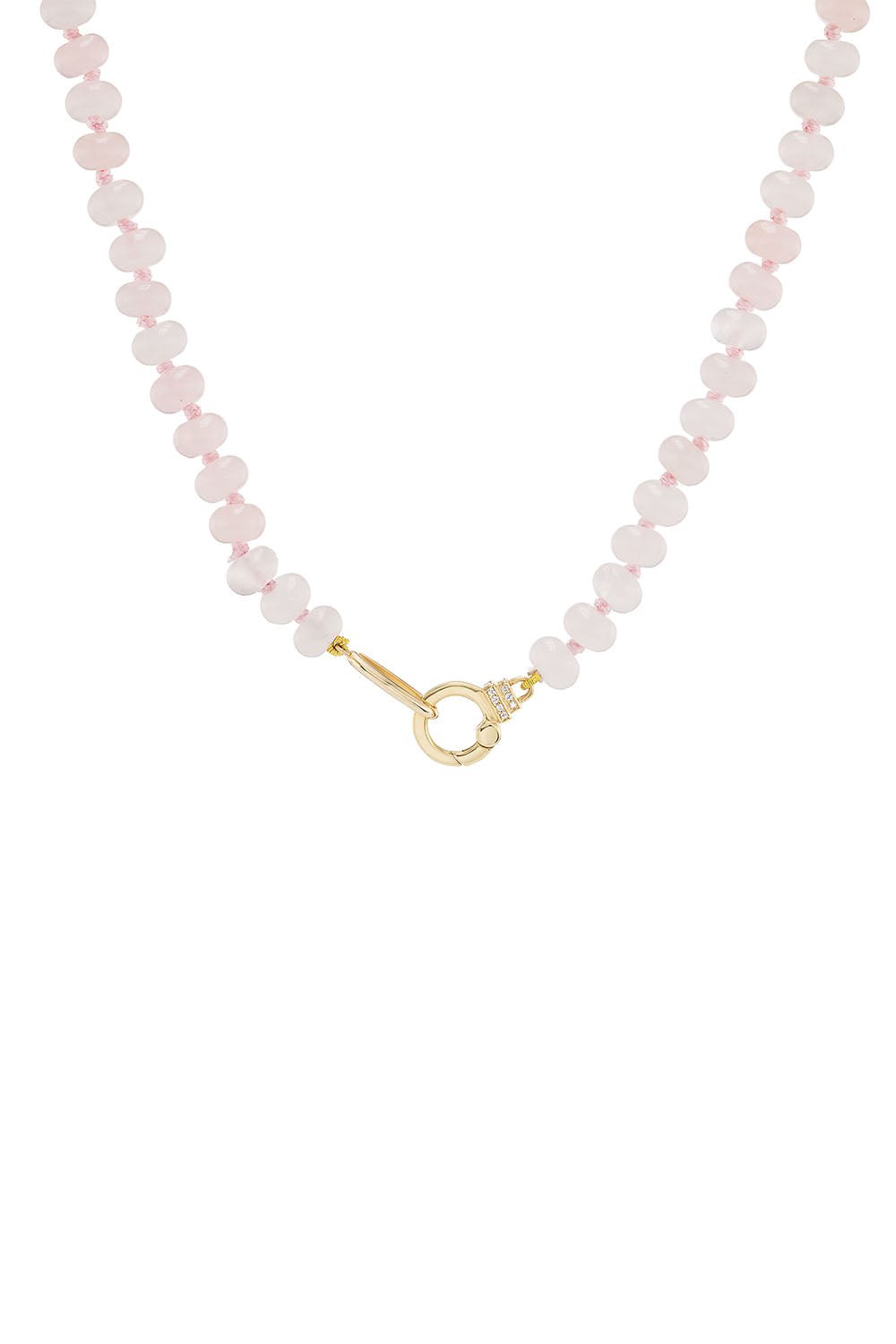 SORELLINA-Rose Quartz Beaded Necklace-YELLOW GOLD