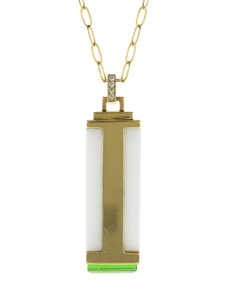 SORELLINA-Gemstone Tablet Necklaec-YELLOW GOLD