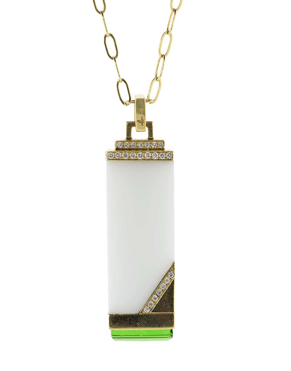 SORELLINA-Gemstone Tablet Necklaec-YELLOW GOLD