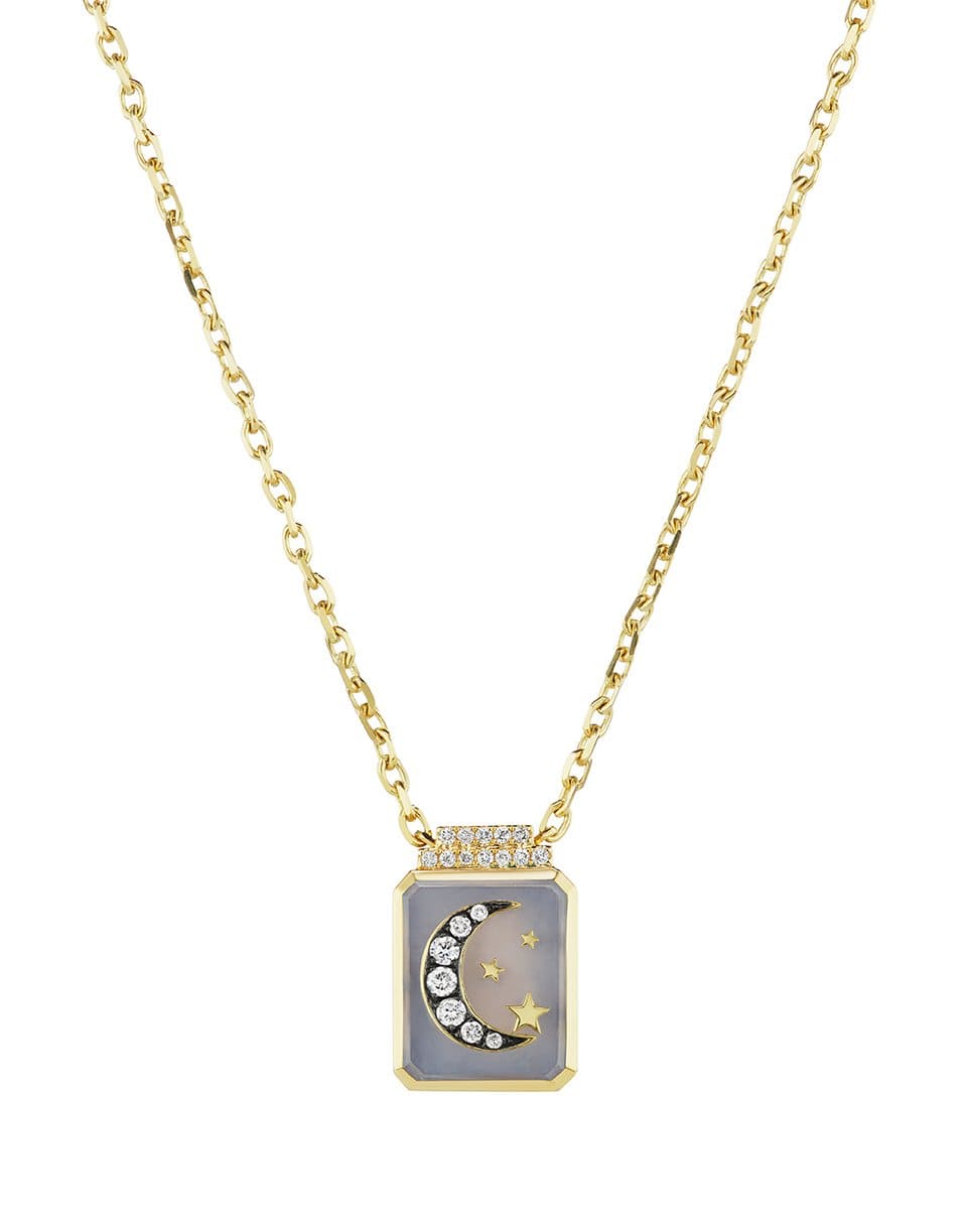 SORELLINA-Grey Moonstone Moon Necklace-YELLOW GOLD