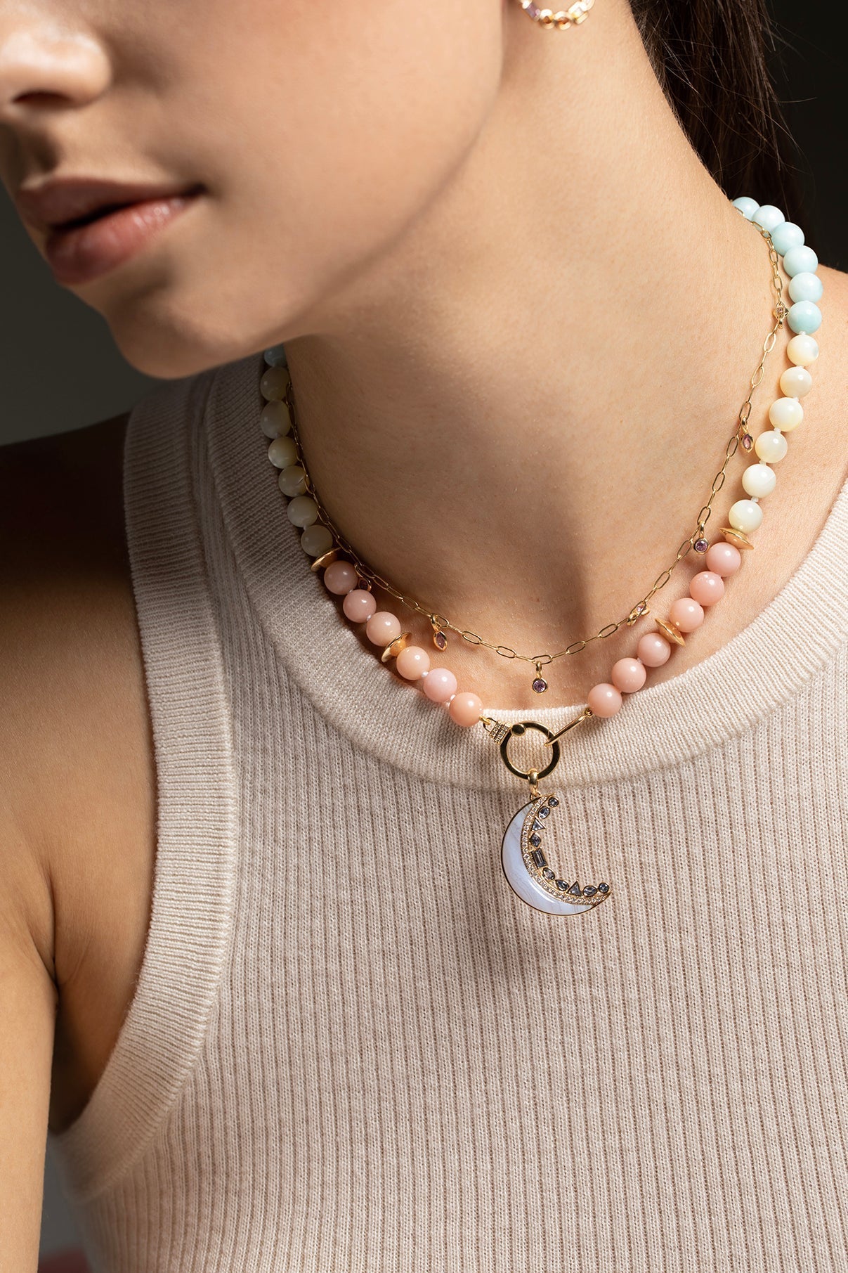 SORELLINA-Lovers Beaded Necklace-YELLOW GOLD