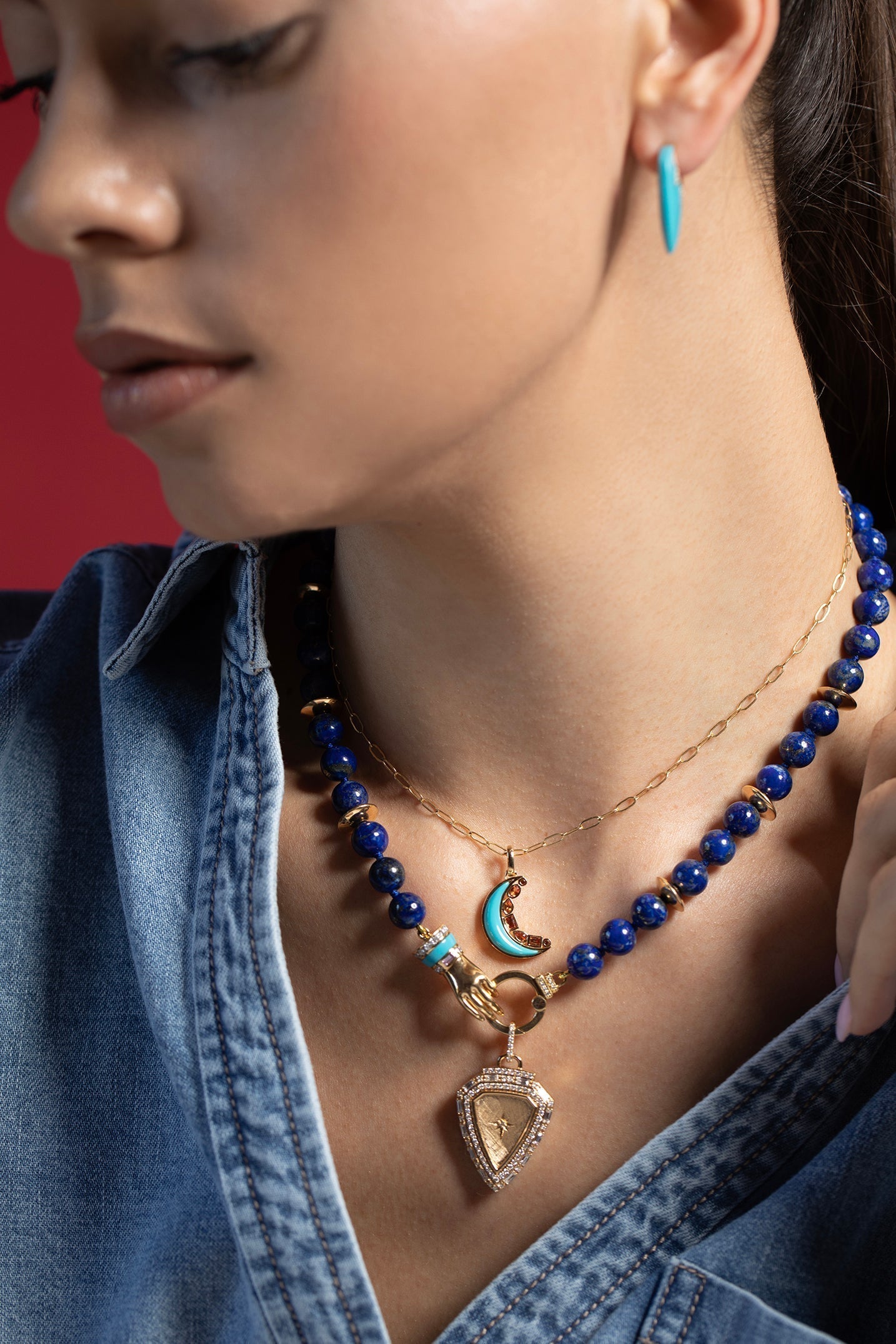 SORELLINA-Mini Crescent Necklace-YELLOW GOLD