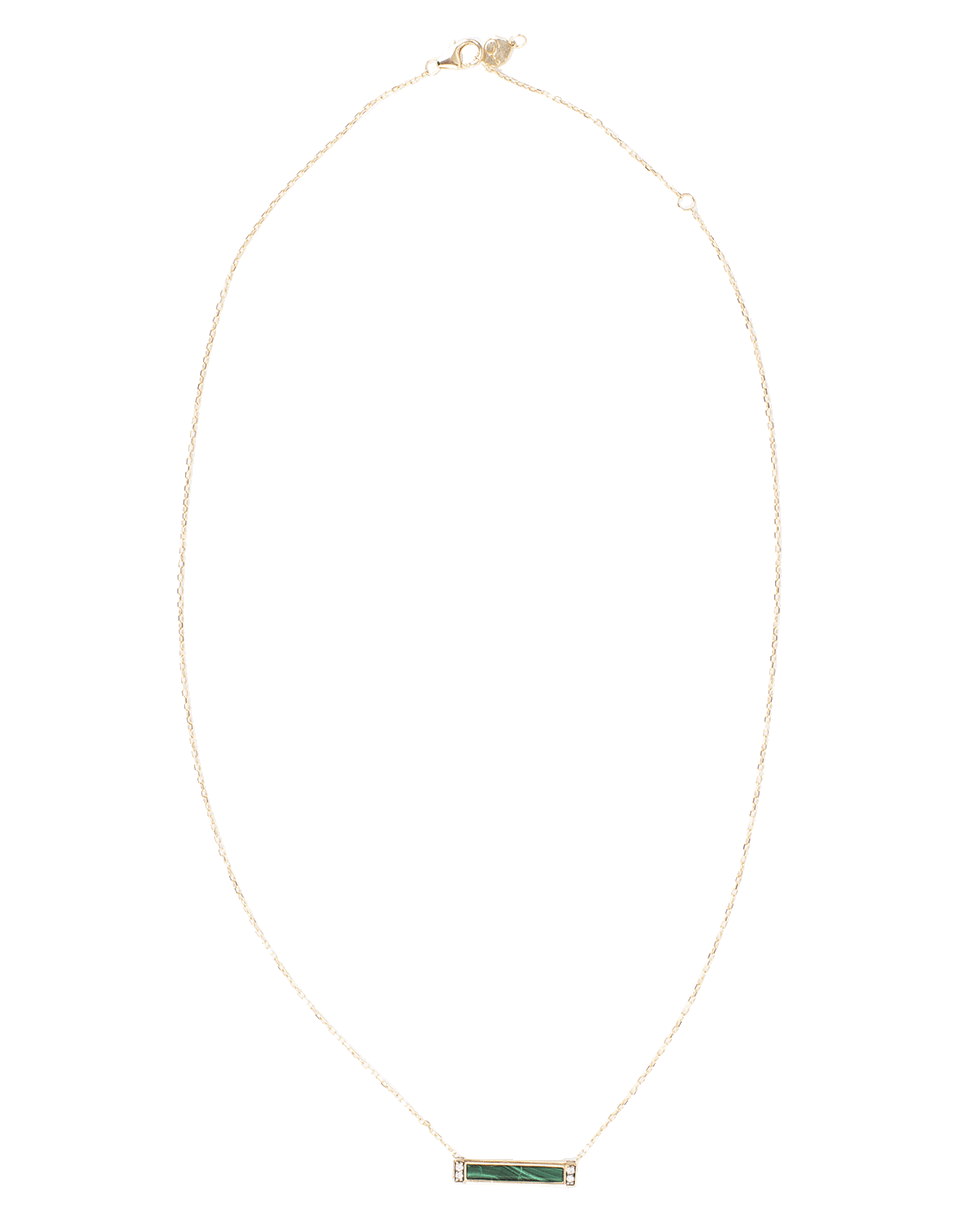 SORELLINA-Otto Malachite And Pave Diamond Bar Necklace-YELLOW GOLD