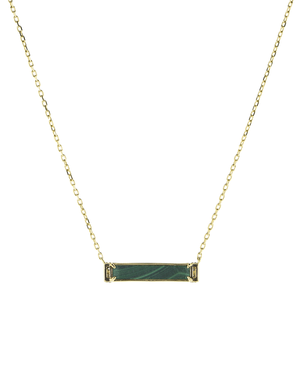 SORELLINA-Otto Malachite And Pave Diamond Bar Necklace-YELLOW GOLD