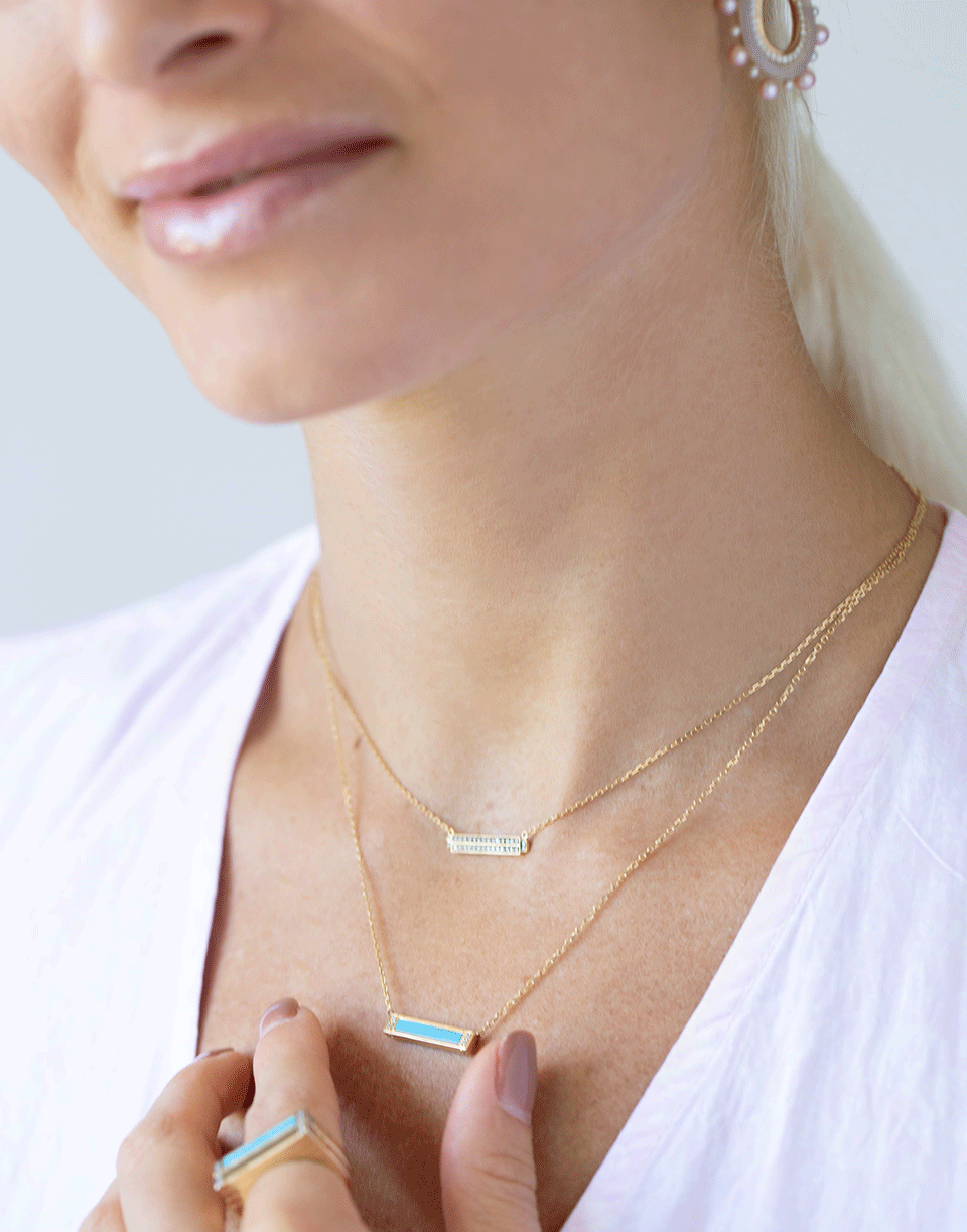 SORELLINA-Otto Pave Stone and Diamond Necklace-YELLOW GOLD