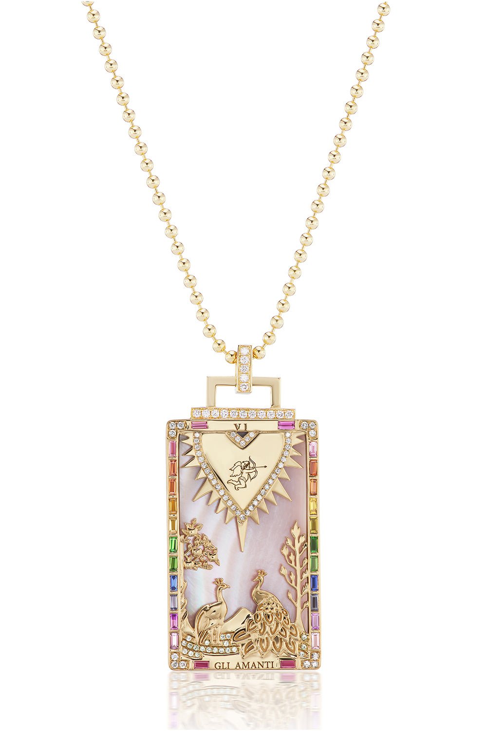 SORELLINA-Gli Amanti Tarot Card Necklace-YELLOW GOLD