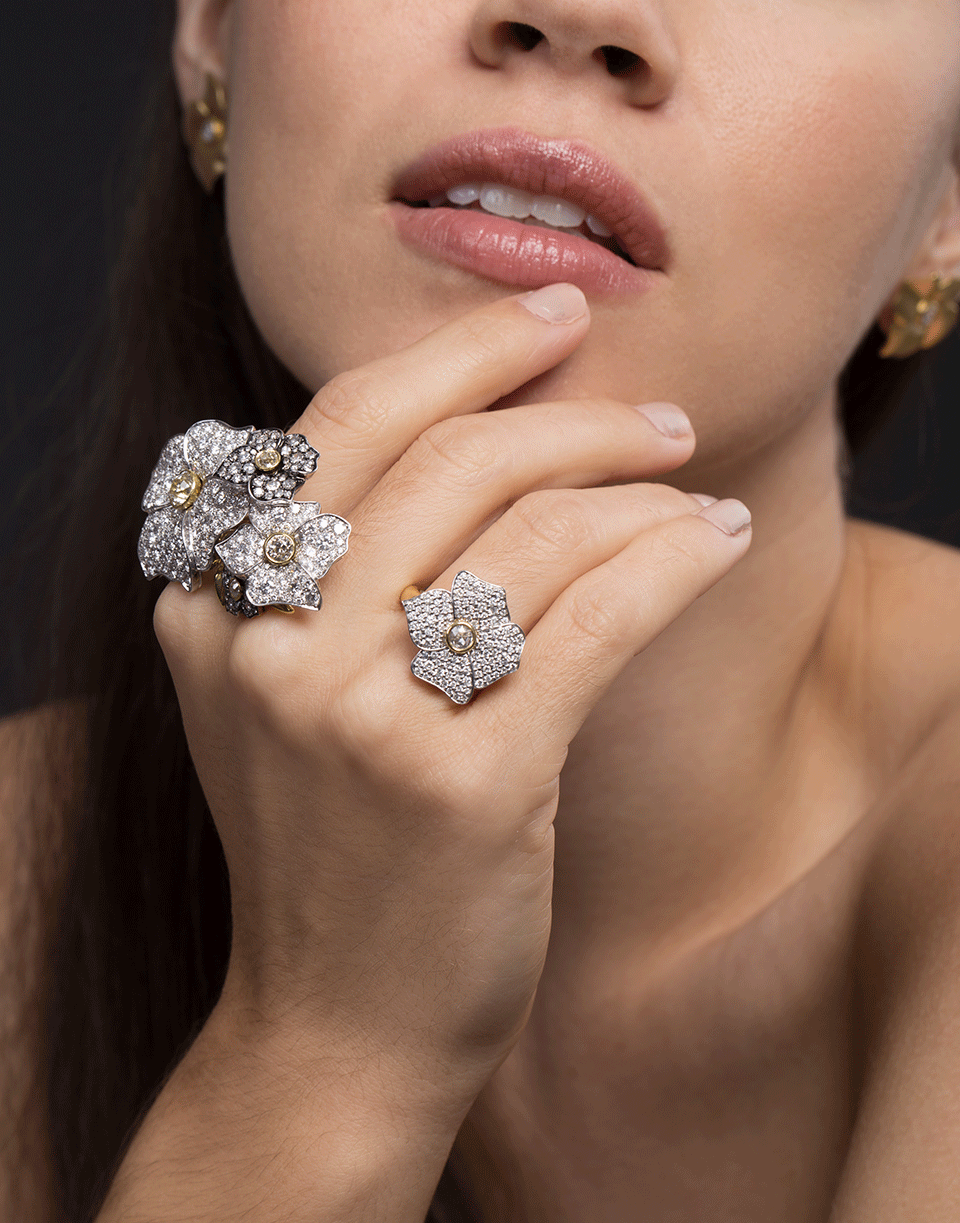 SORELLINA-Hail Storm Foire Multi Flower Ring-YELLOW GOLD