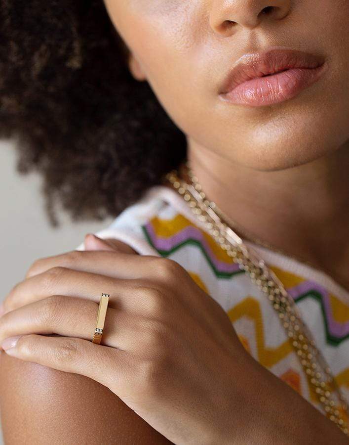 SORELLINA-Ti Amo Diamond Stacking Ring-YELLOW GOLD