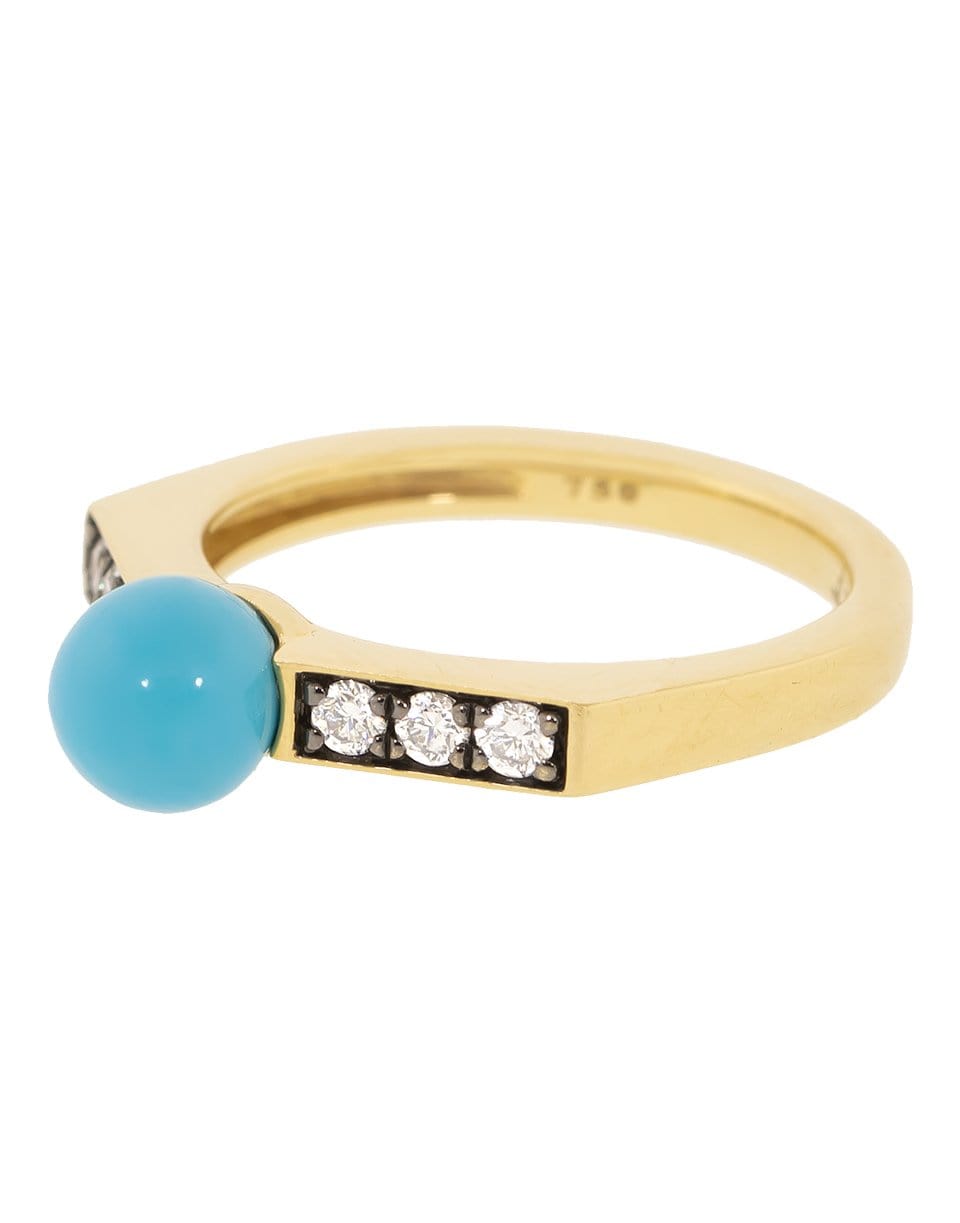 SORELLINA-Turquoise Ball and Diamond Ring-YELLOW GOLD