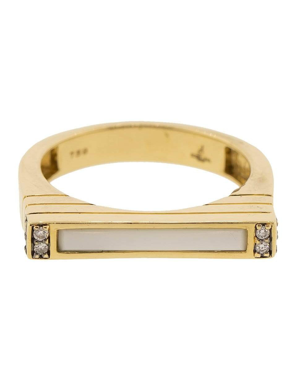 SORELLINA-White Onyx and Diamond Stacking Ring-YELLOW GOLD