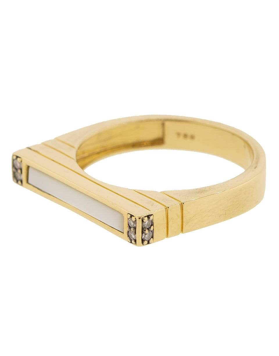 SORELLINA-White Onyx and Diamond Stacking Ring-YELLOW GOLD