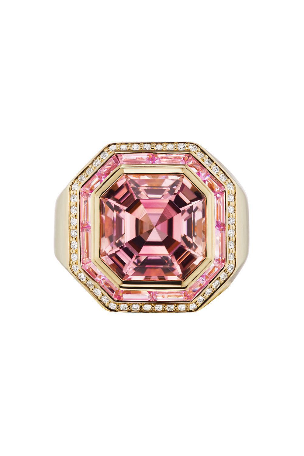 Pink Sapphire Diamond Tourmaline Cocktail Nomad Ring-YELLOW GOLD-6.5-JEWELRYFINE JEWELRING-SORELLINA