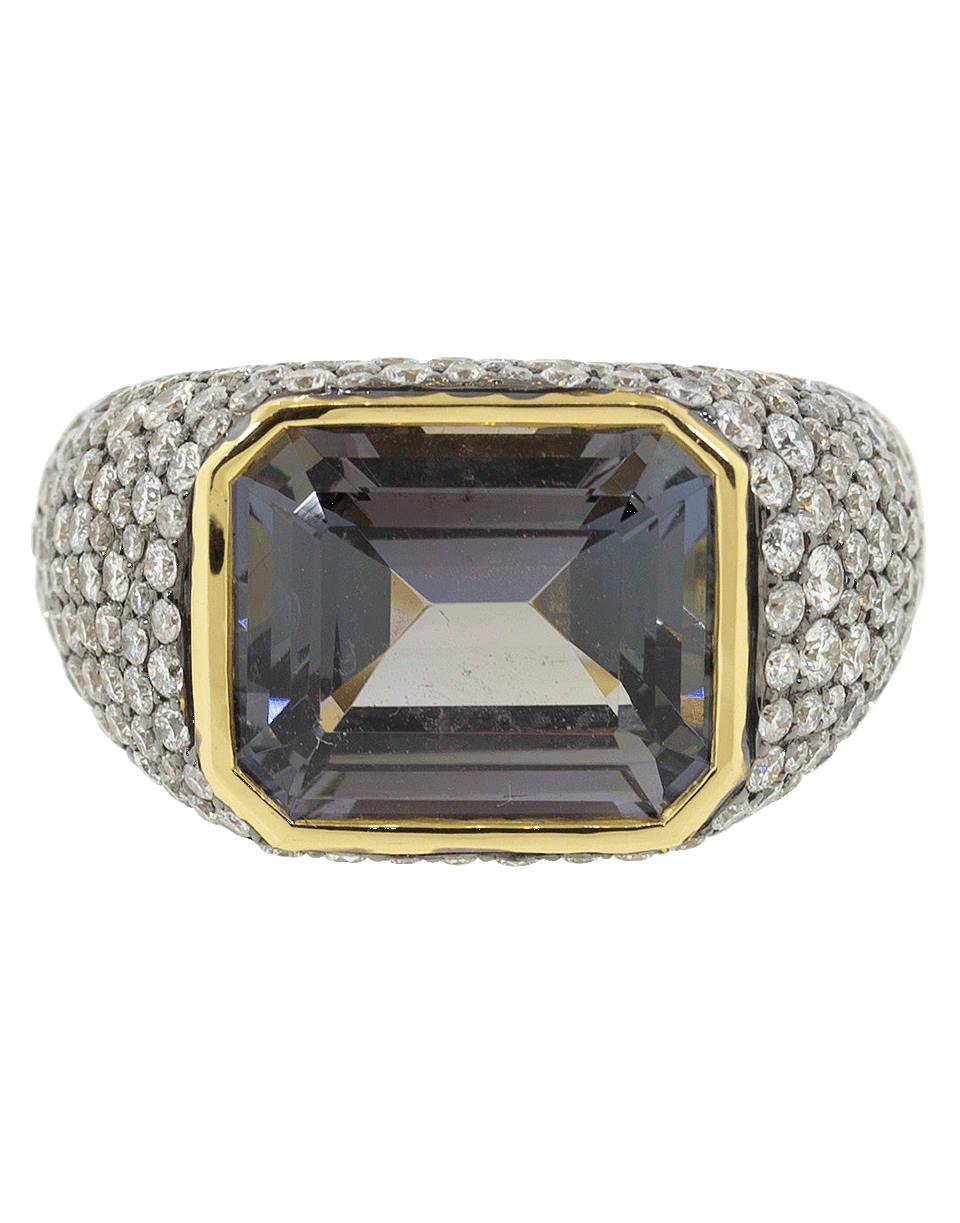 SORELLINA-Tanzanite and Diamond Pave Ring-YELLOW GOLD