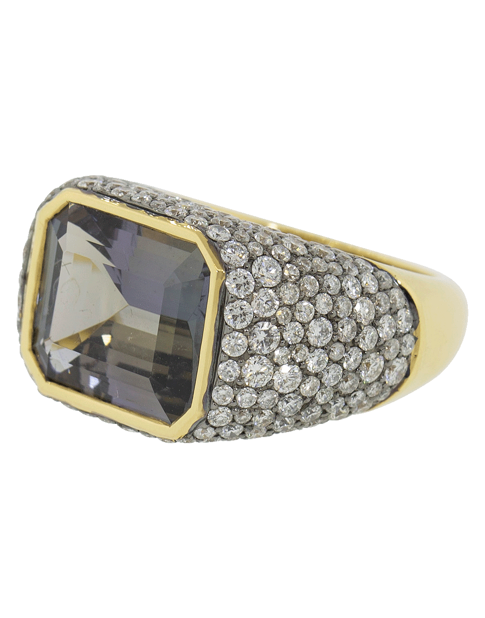 SORELLINA-Tanzanite and Diamond Pave Ring-YELLOW GOLD