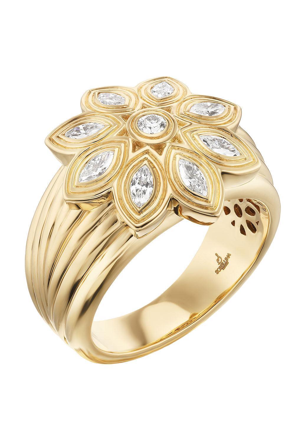  Diamond Flower Bloom Ring-YELLOW GOLD-7-JEWELRYFINE JEWELRING-SORELLINA 