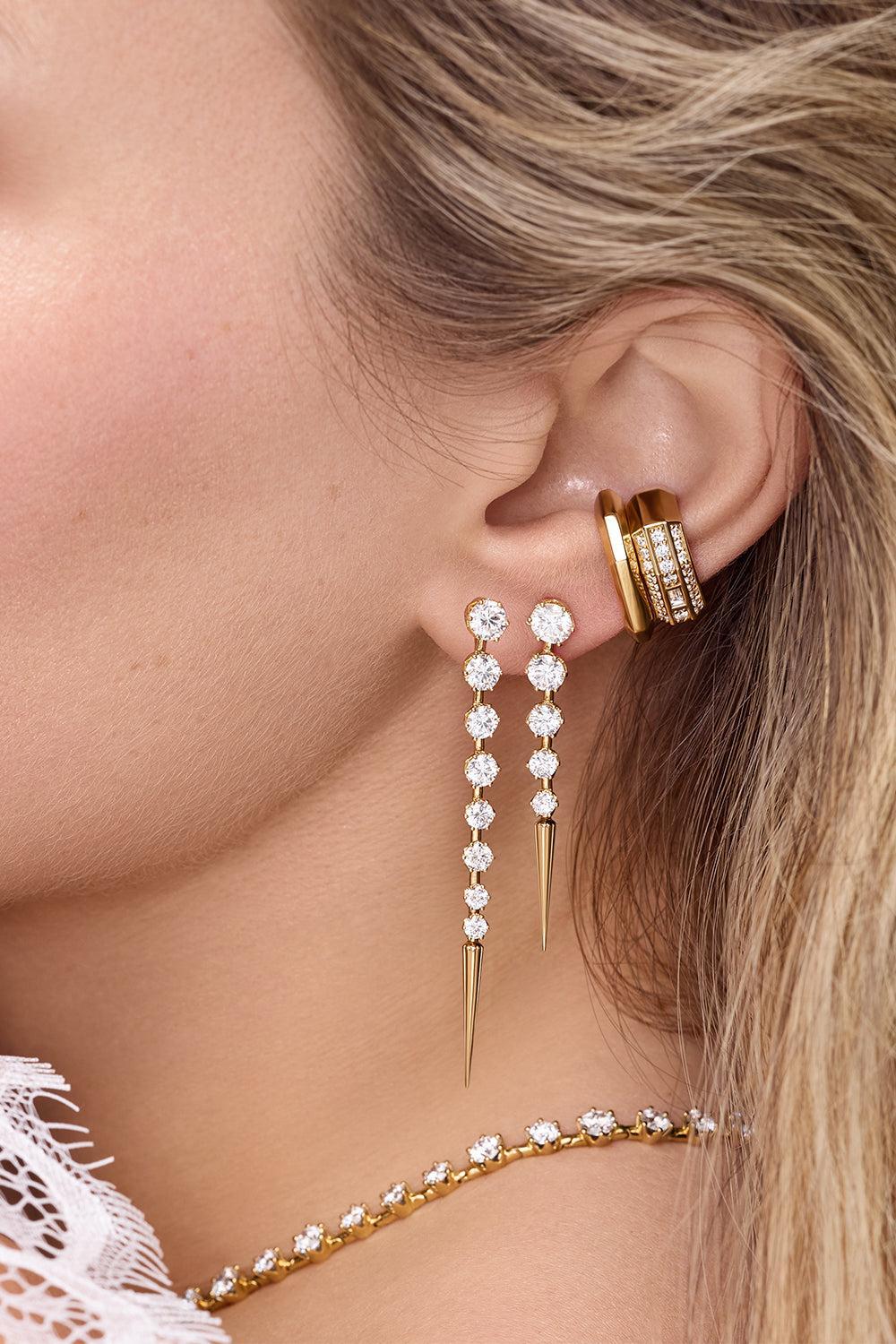 Diamond Large Quill Drop Earrings-YELLOW GOLD-JEWELRYFINE JEWELRING-SORELLINA