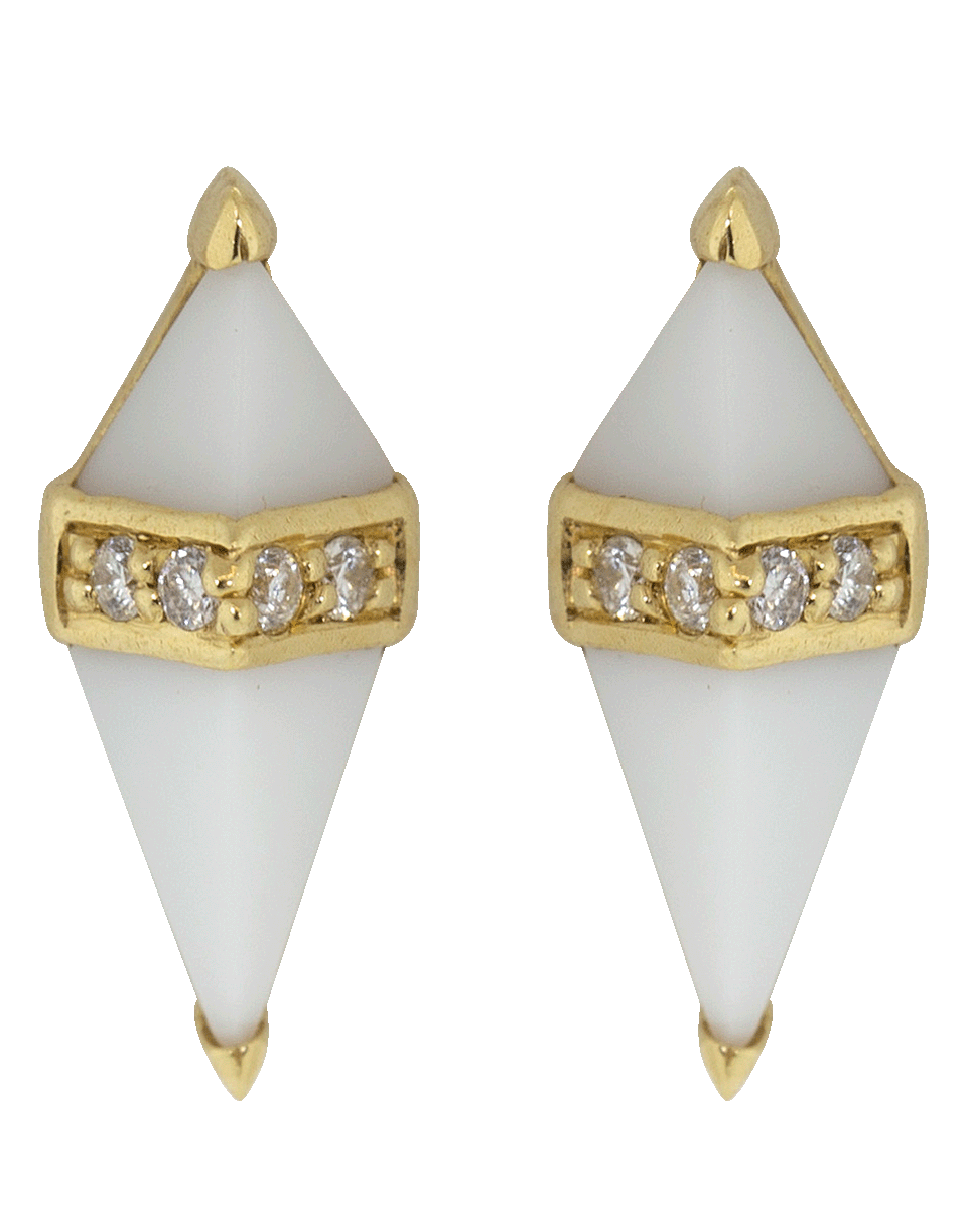 SORELLINA-White Onyx Pietra Studs-YELLOW GOLD
