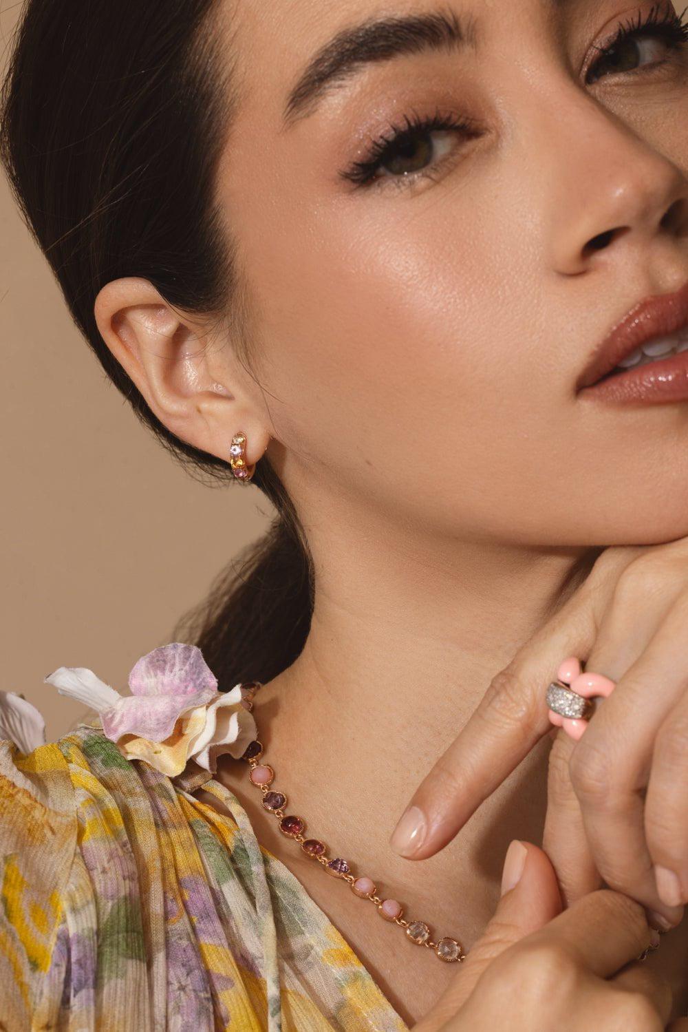 SPINELLI KILCOLLIN-Mini Macro One Row Dusk Hoop Earring-ROSE GOLD