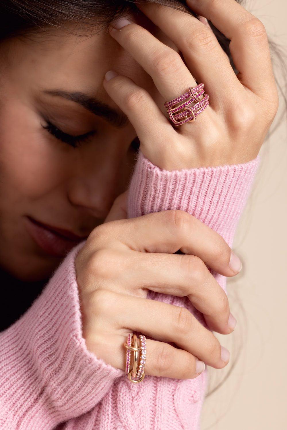SPINELLI KILCOLLIN-Norah Three Link Ring - Rose Gold-