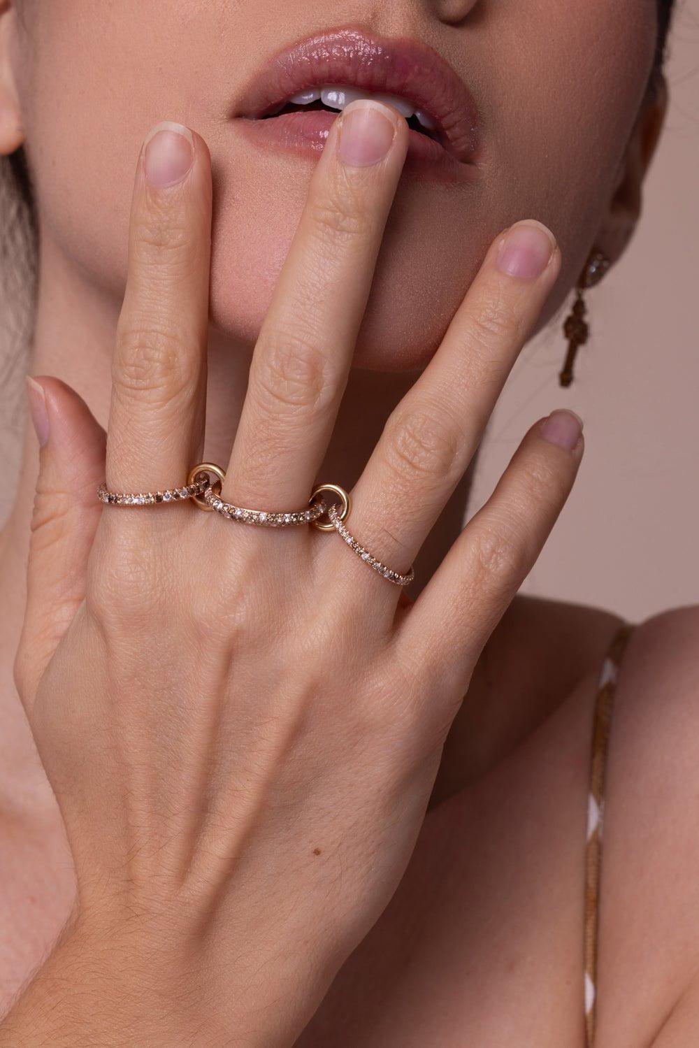 SPINELLI KILCOLLIN-Nova RG CCW Petite Three Link Ring-ROSE GOLD
