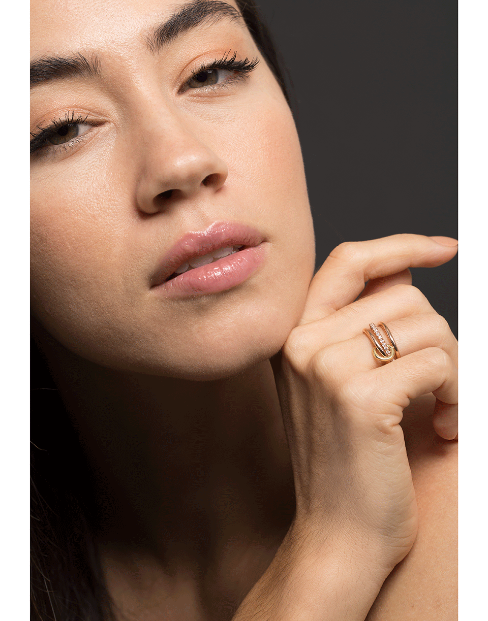 SPINELLI KILCOLLIN-Sonny Gold Pave Three Link Rings-ROSE GOLD