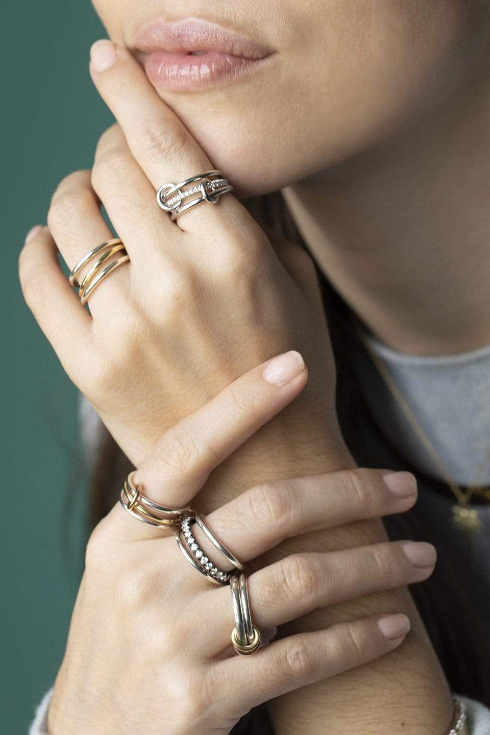 SPINELLI KILCOLLIN-Petunia SP and Diamond 3 Link Rings-SILVER