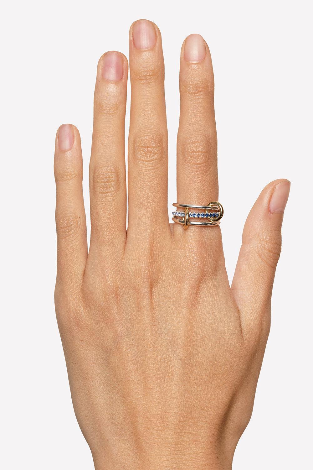 Tigris SG Blue Three Link Ring-SILVER-7-JEWELRYFINE JEWELRING-SPINELLI KILCOLLIN