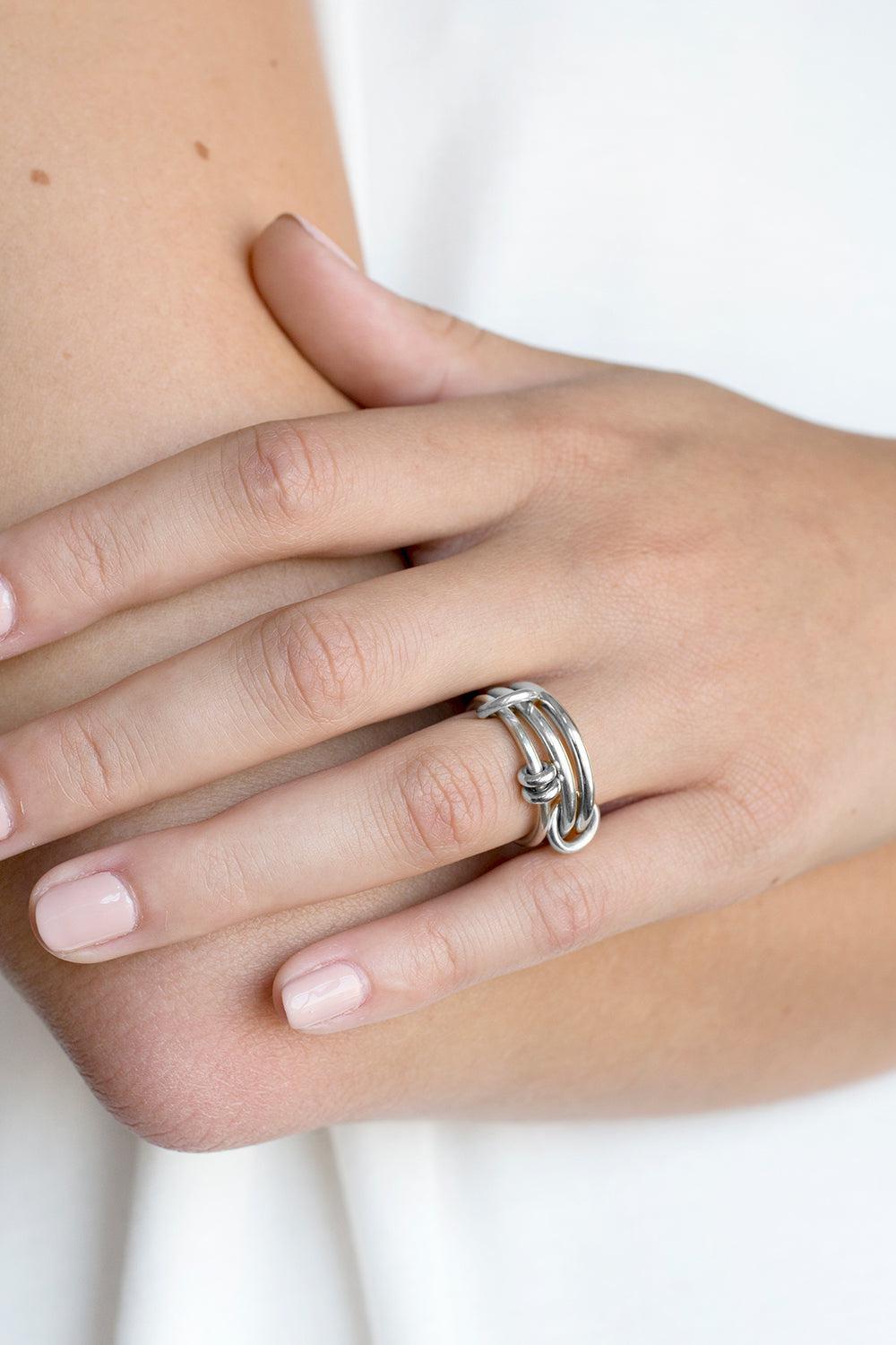 Raneth Three Link Ring-SILVER-8.5-JEWELRYFINE JEWELRING-SPINELLI KILCOLLIN