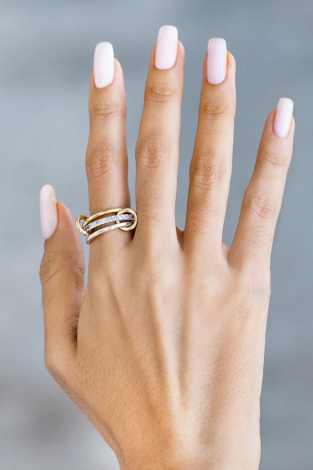 Tigris SG Gris Three Link Ring-YELLOW GOLD-6.5-JEWELRYFINE JEWELRING-SPINELLI KILCOLLIN