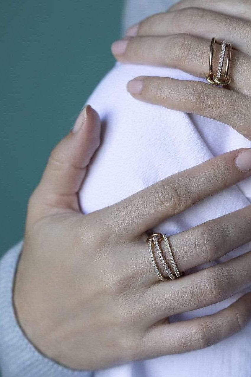 SPINELLI KILCOLLIN-Ursula Diamond 3 Link Rings-YELLOW GOLD