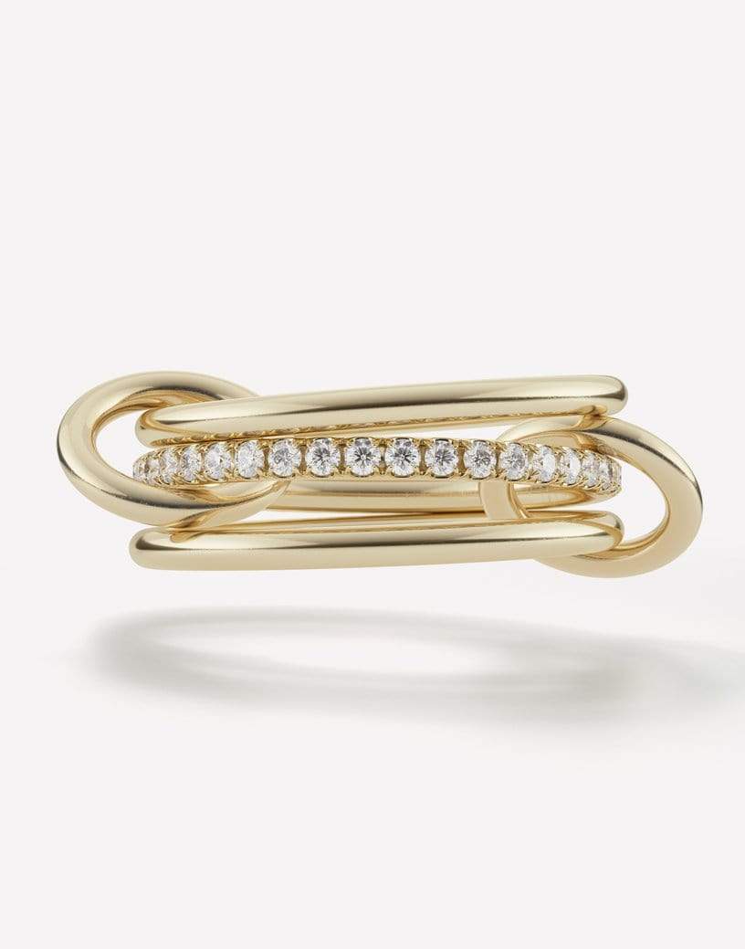 SPINELLI KILCOLLIN-Sonny Yellow Gold Diamond Three Link Rings-YELLOW GOLD