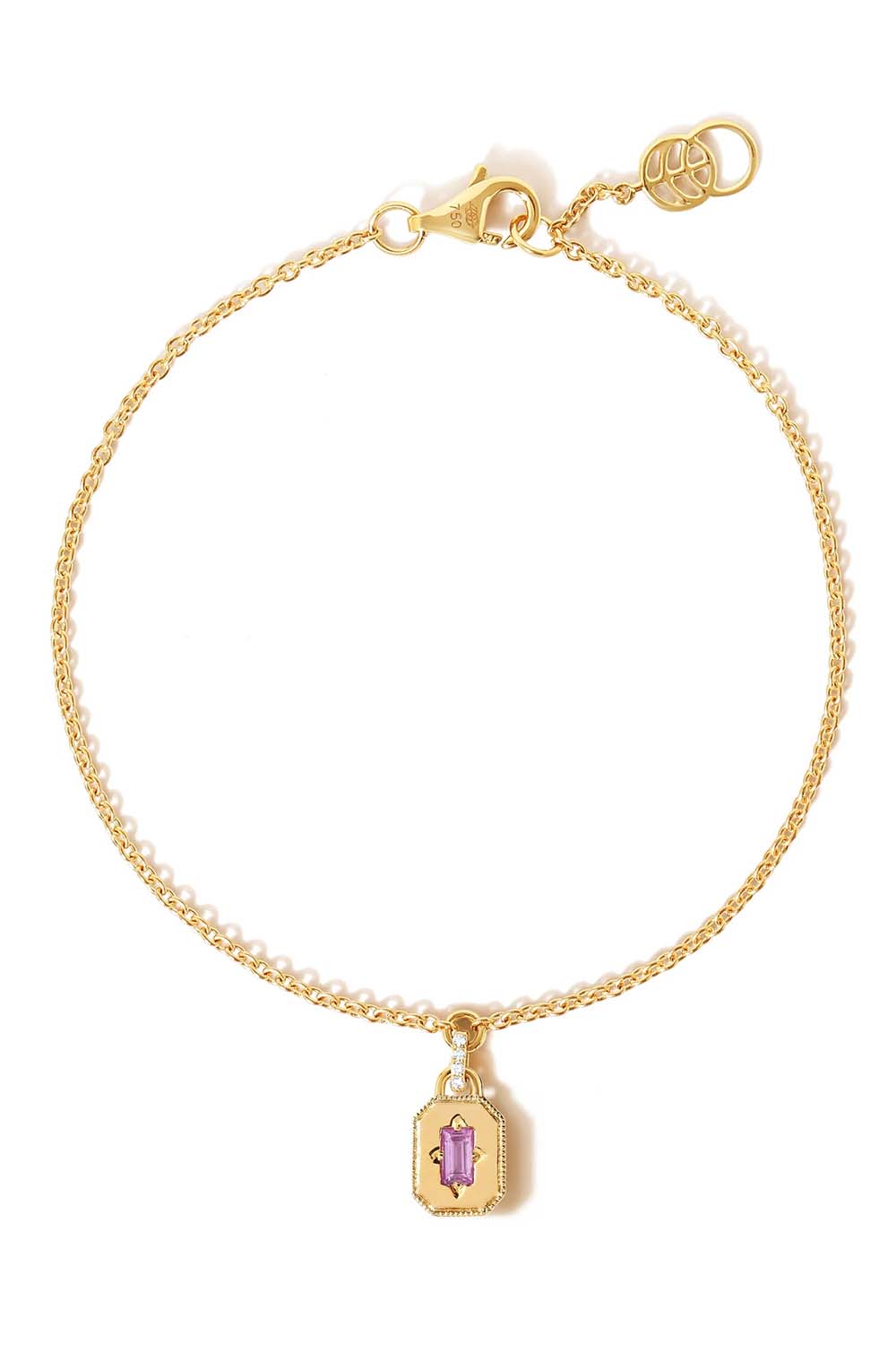 STATE PROPERTY-Pink Sapphire Spade Petite Bracelet-YELLOW GOLD