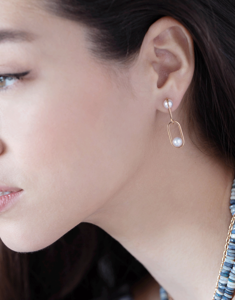 STATE PROPERTY-Inversion Major Akoya Pearl Earrings-ROSE GOLD