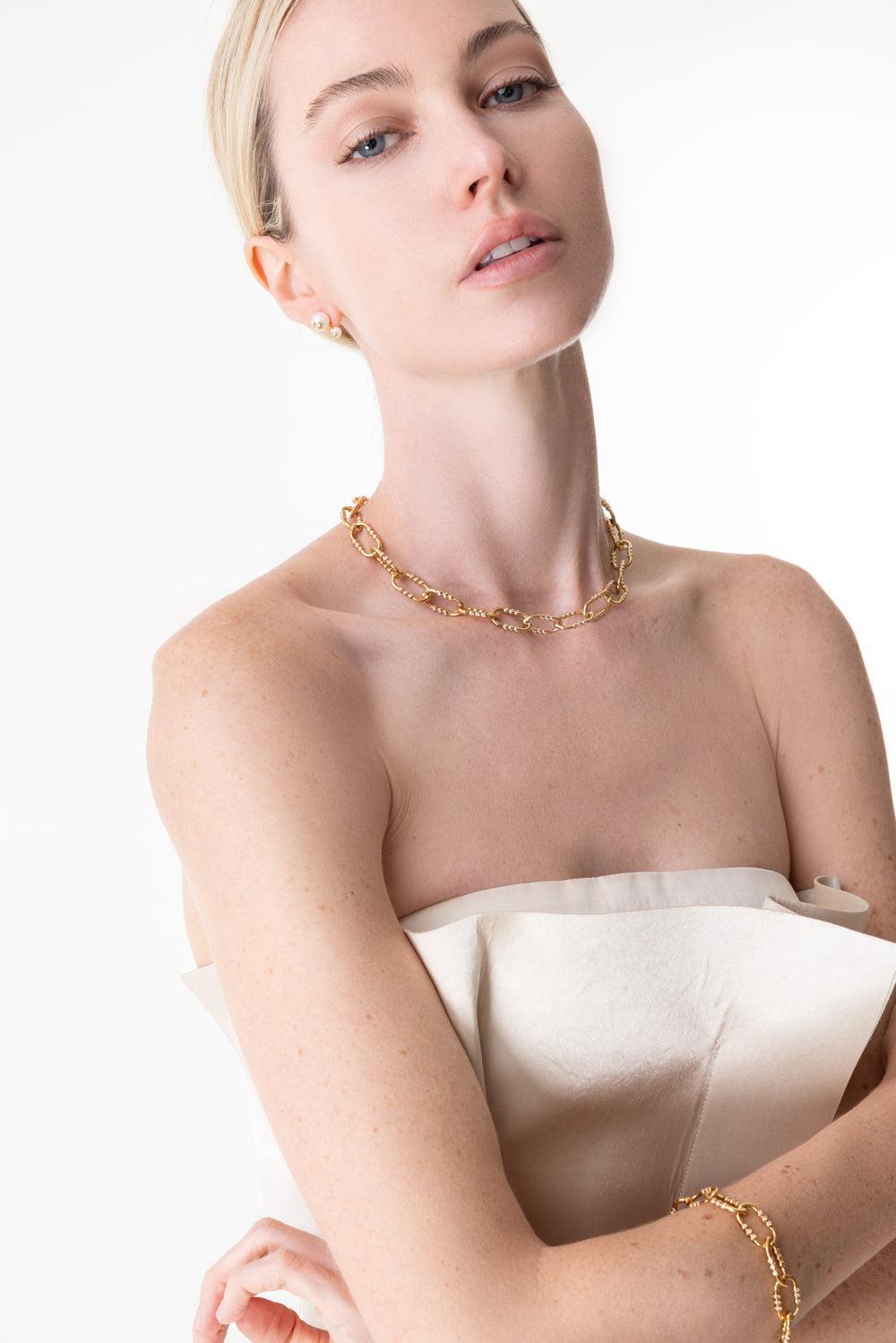 Markeli Twin Link Necklace-YELLOW GOLD-15-JEWELRYFINE JEWELNECKLACE O-STATE PROPERTY