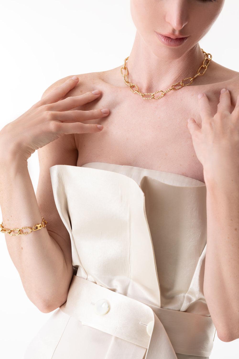 Markeli Twin Link Necklace-YELLOW GOLD-15-JEWELRYFINE JEWELNECKLACE O-STATE PROPERTY
