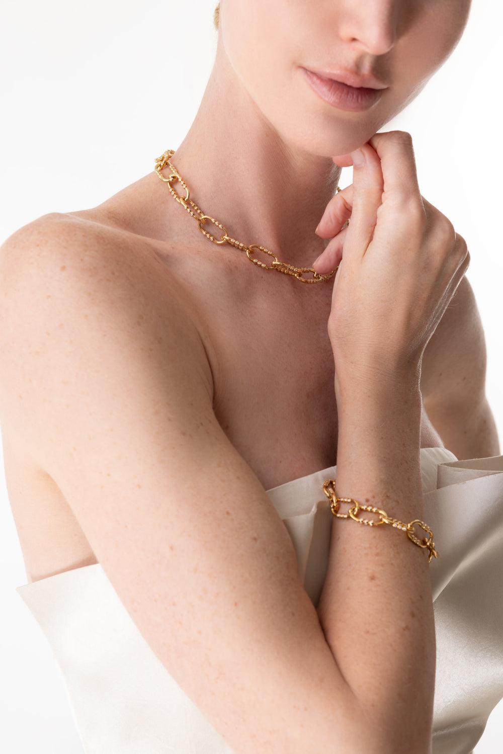 Markeli Twin Link Necklace-YELLOW GOLD-15-JEWELRYFINE JEWELNECKLACE O-STATE PROPERTY