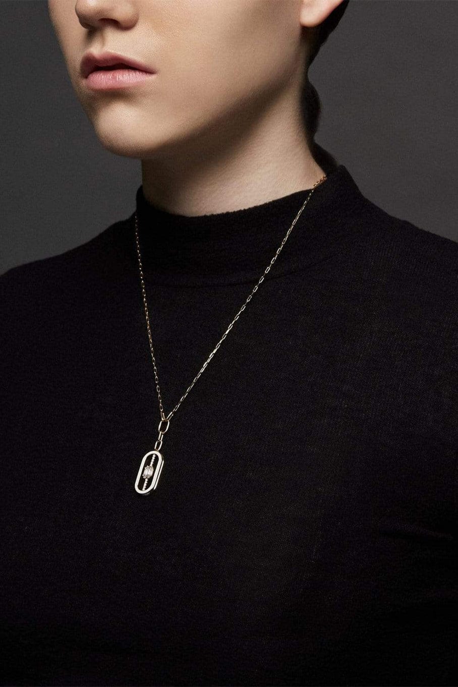 STATE PROPERTY-Bering Diamond and White Enamel Necklace-YELLOW GOLD