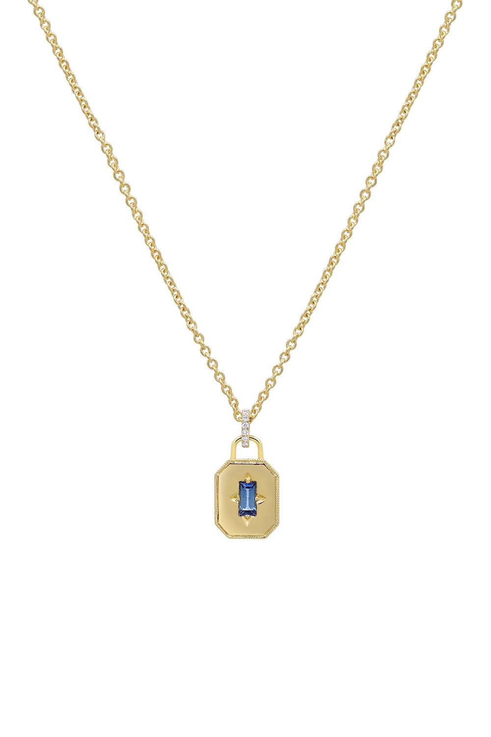 STATE PROPERTY-Blue Sapphire Spade Pendant Necklace-YELLOW GOLD