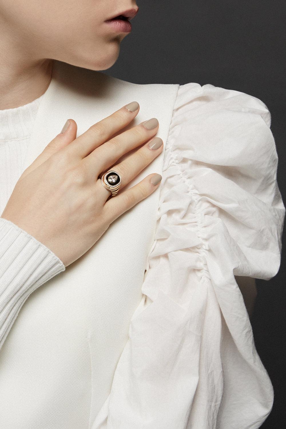 White Baret Bone Signet Ring-ROSE GOLD-6-JEWELRYFINE JEWELRING-STATE PROPERTY