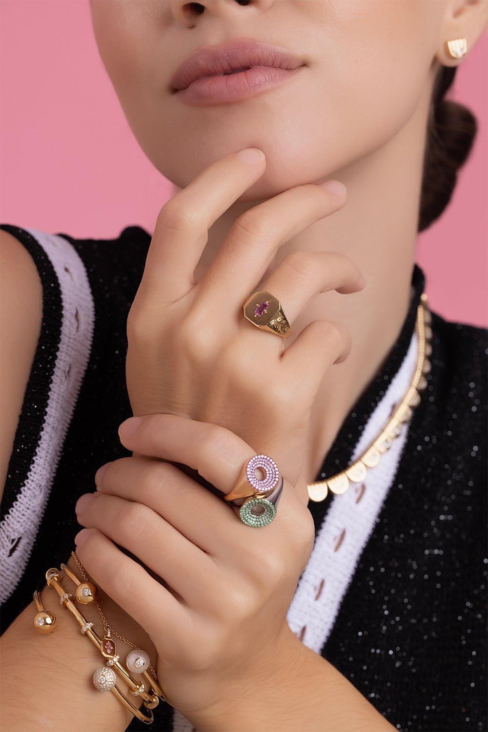 STATE PROPERTY-Pink Rhodium Drew Ring-ROSE GOLD