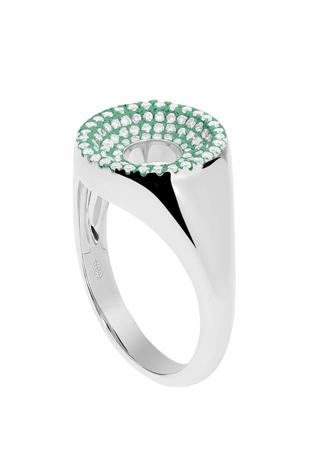 STATE PROPERTY-Green Rhodium Drew Signet Ring-WHITE GOLD