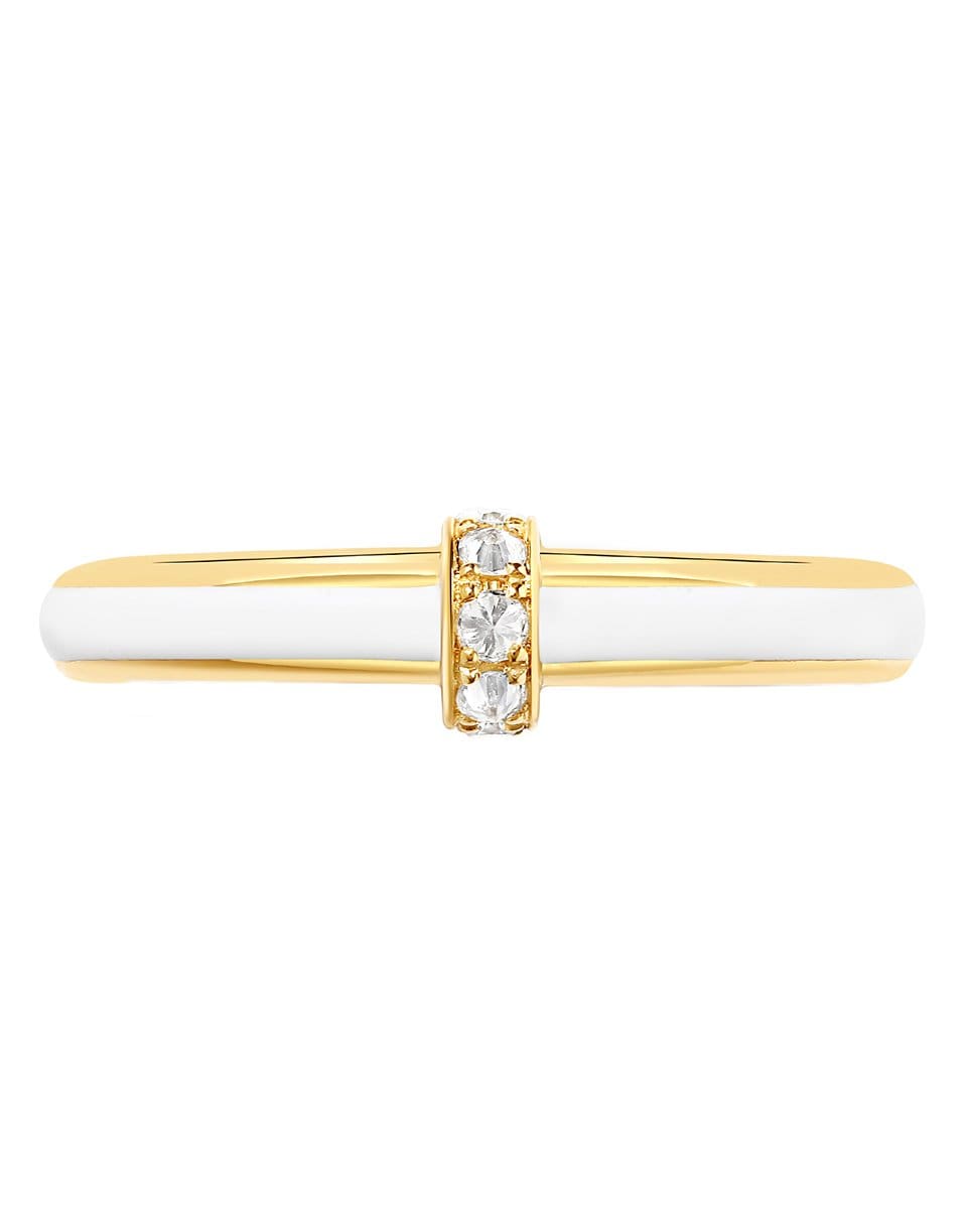 STATE PROPERTY-Idris White Enamal and Diamond Ring-YELLOW GOLD