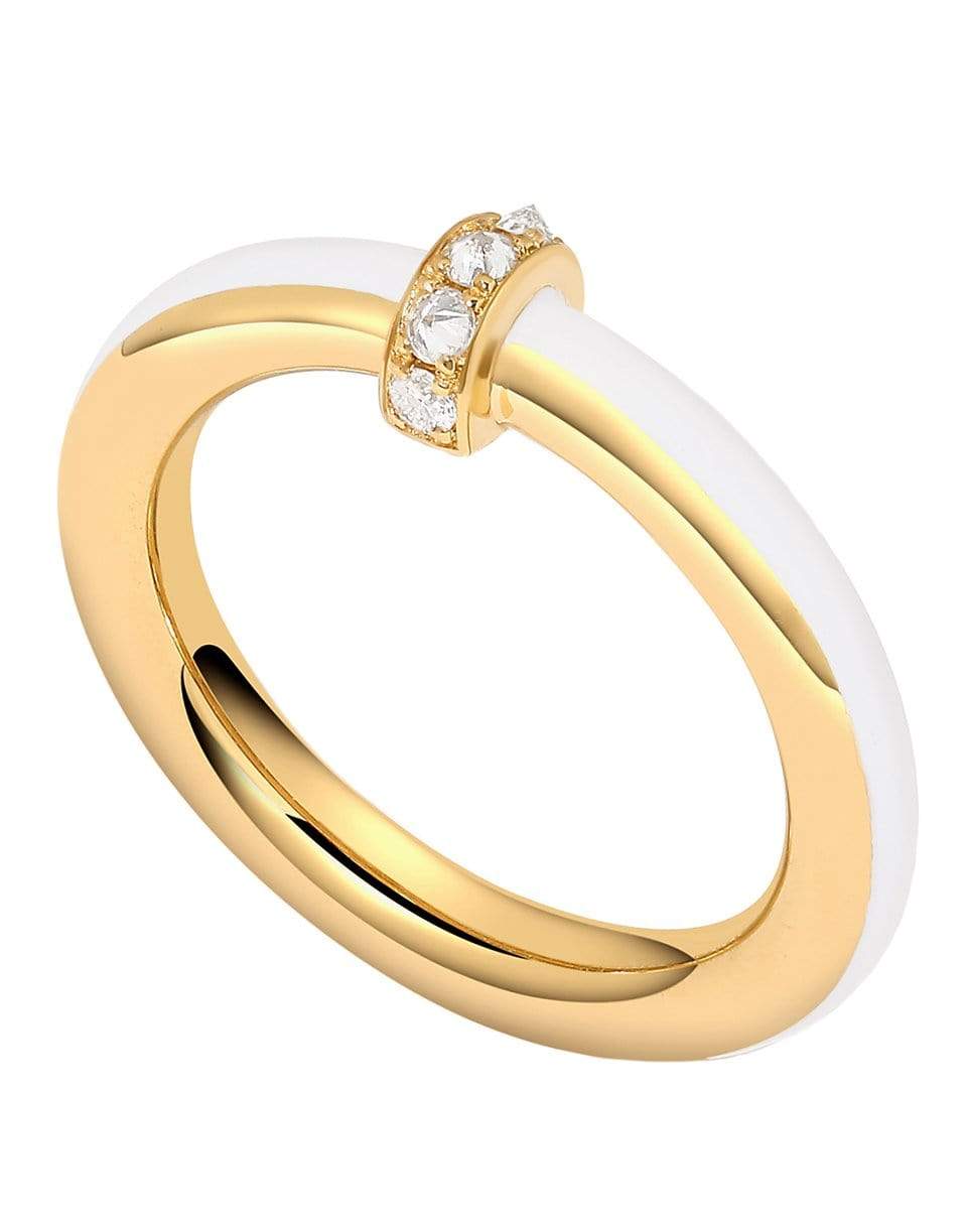 STATE PROPERTY-Idris White Enamal and Diamond Ring-YELLOW GOLD