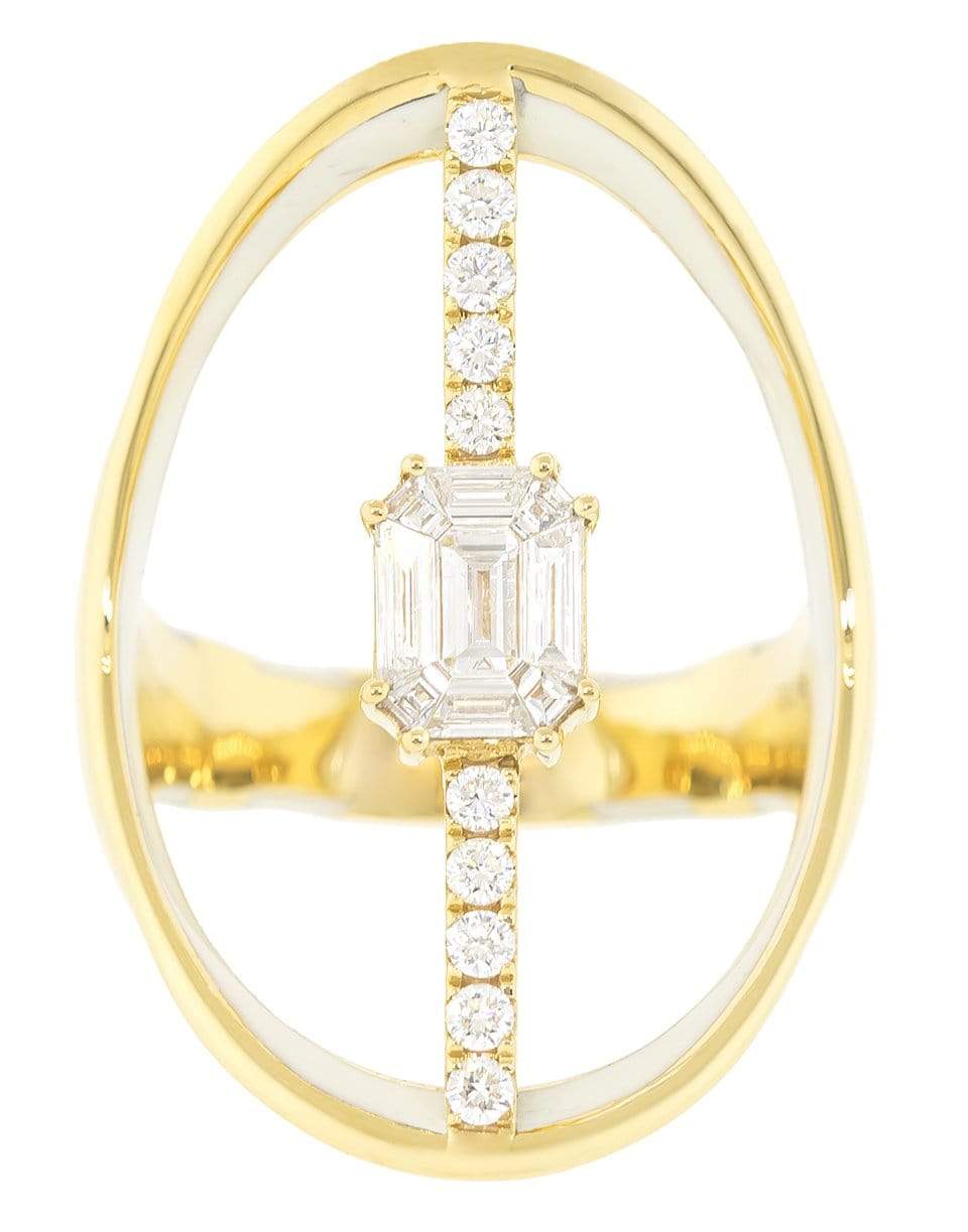 STATE PROPERTY-Bering White Enamel and Diamond Ring-YELLOW GOLD