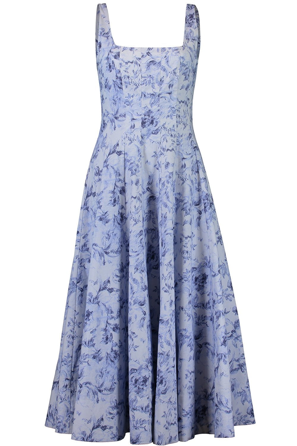 STAUD-Wells Dress - Periwinkle Sketchbook Floral-