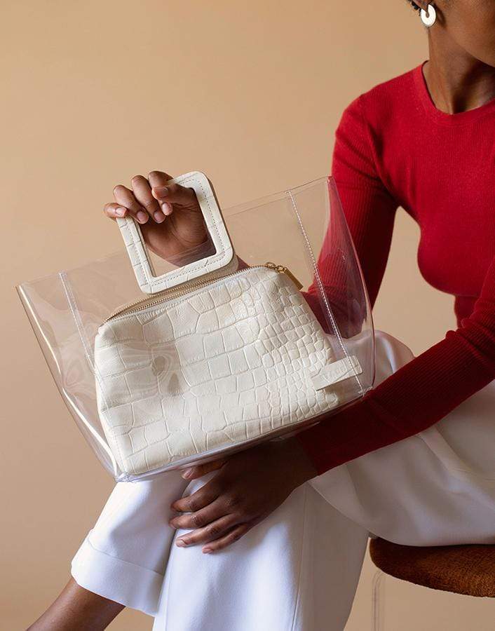 STAUD-Clear and Cream Shirley Bag-CLR/CRM